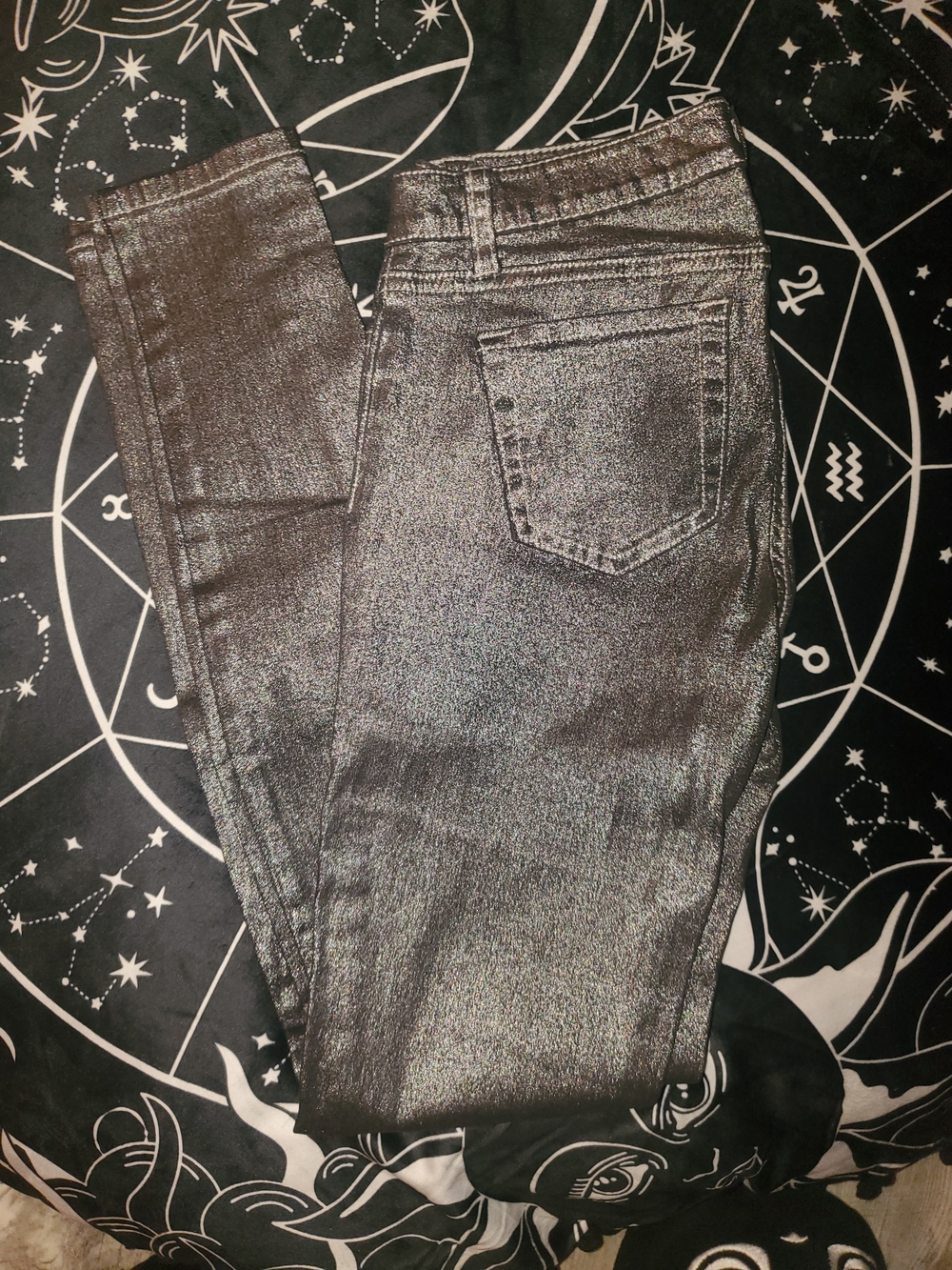 Metallic Black Women’s Skinny Jeans London